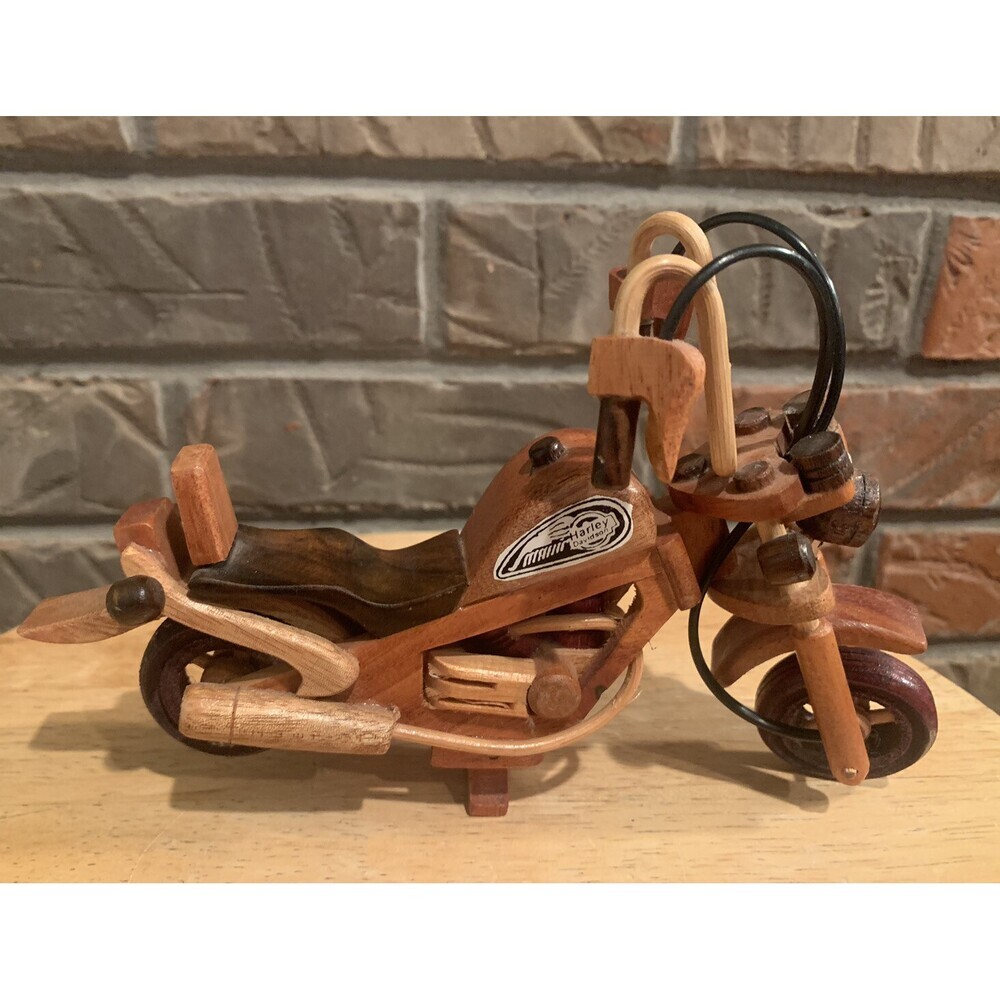 Handcrafted Wooden Harley Davidson Maui Motorcycle 8”x5”